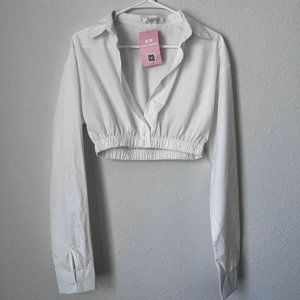 NWT MissyEmpire White Long Sleeve Crop Top